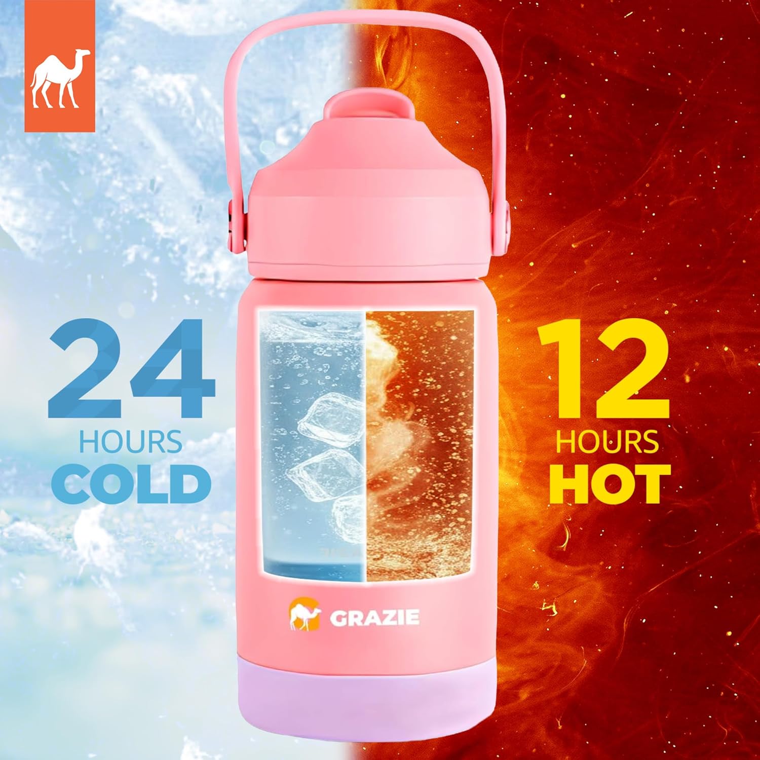 Grazie 12 oz Stainless Steel Insulated Water Bottle for Kids – Double Layer Reusable Mini Tumbler with Lid and Straw, Spill-Resistant, BPA Free – Simple Modern Design (Ligth Pink) - Image 4