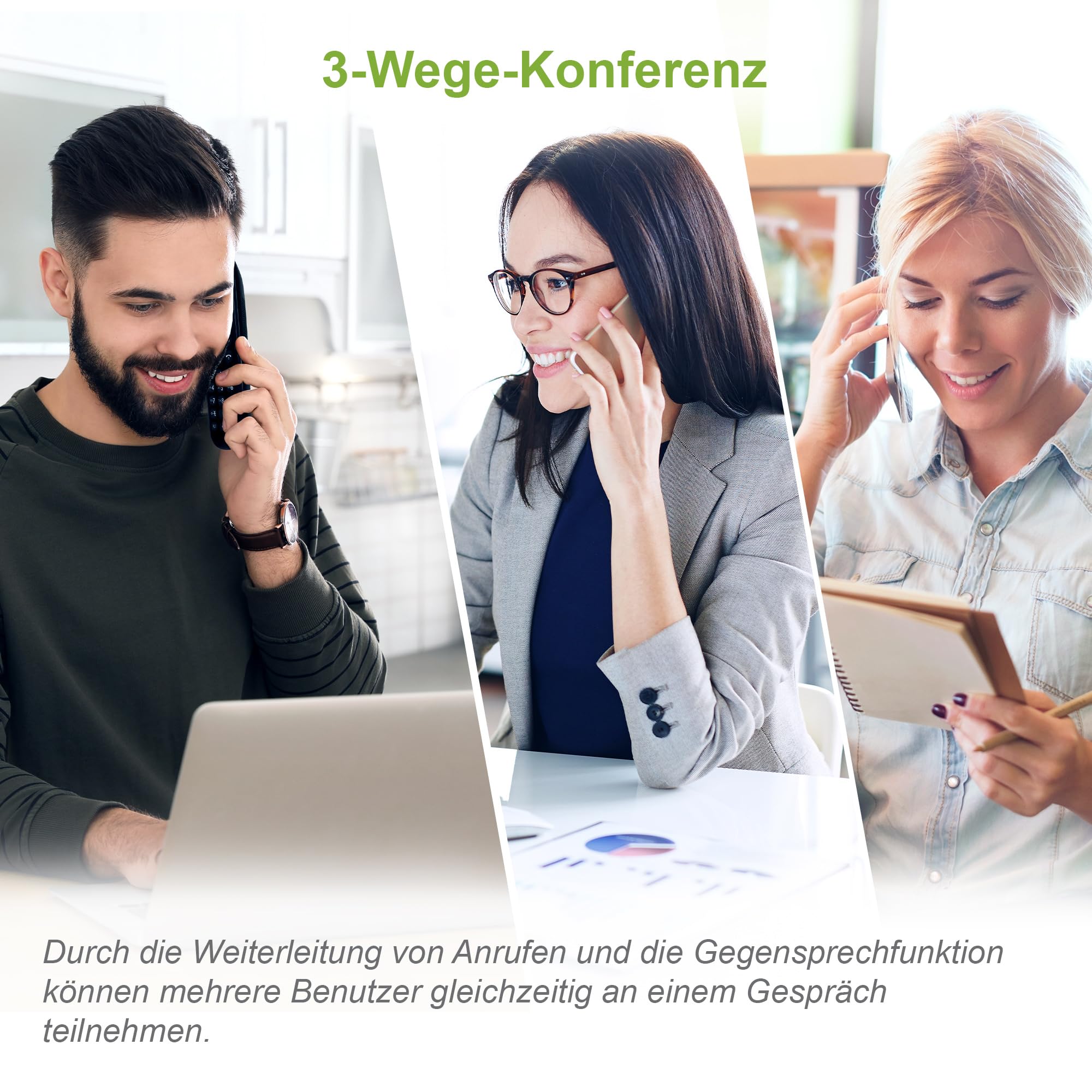 VTech CS1401 DECT Schnurloses Telefon 2 Mobilteile mit Anrufersperre, Freisprecheinrichtung, Anrufererkennung/Anklopffunktion, Hintergrundbeleuchtung Display, ECO-Modus Geringe Strahlung, Schwarz
