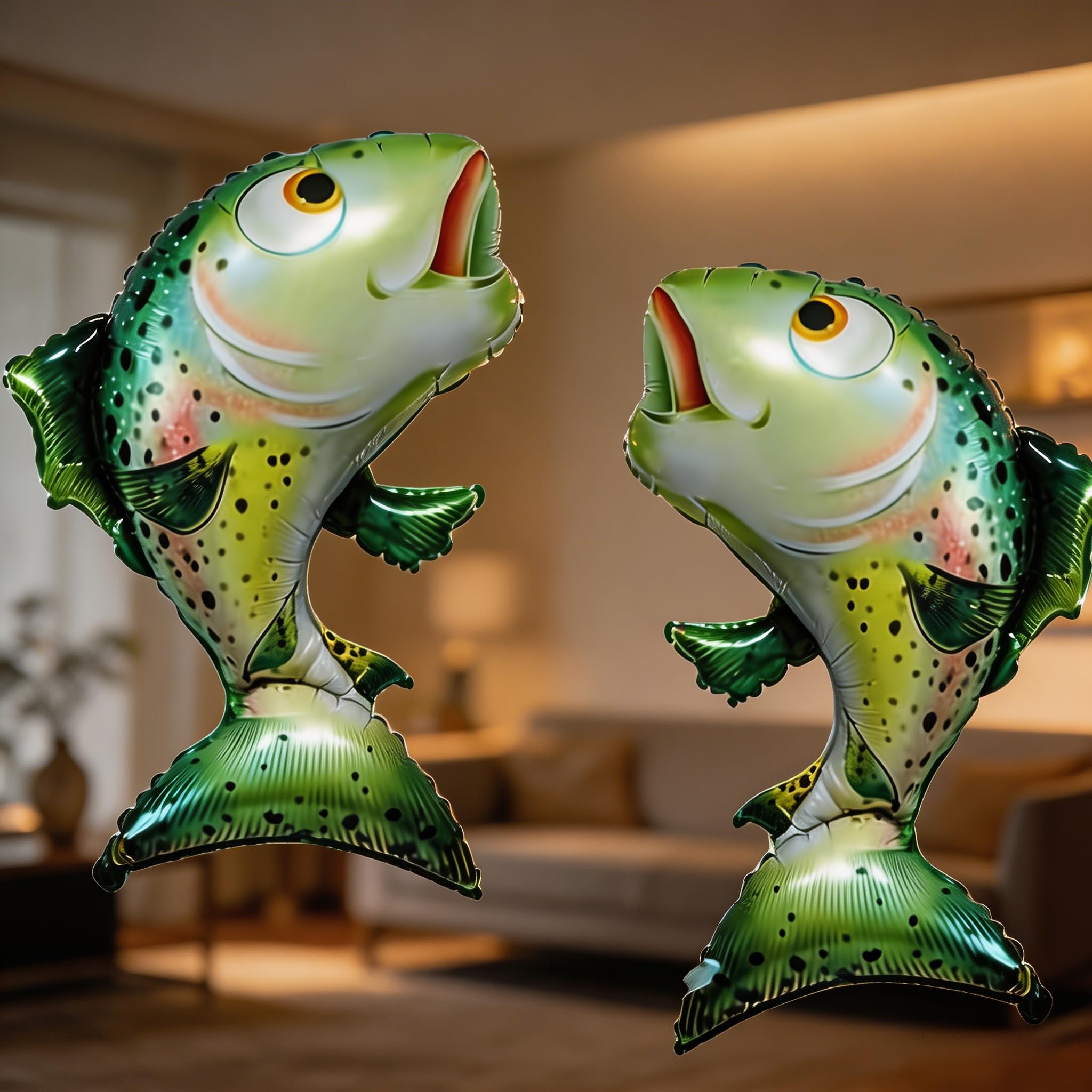 2 Pack Giant Realistic Trout Foil Balloons， Self-Sealing Reusable Fish Balloons for Party Decorations, Home Decor