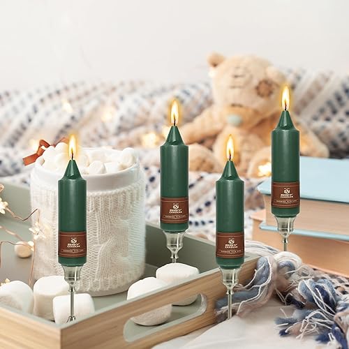 Vista 5 de 5 inch Short Candlesticks Dark Green Taper Candles 4 PCS for Dinner Household Wedding Party Home Décor Candles Verde Oscuro