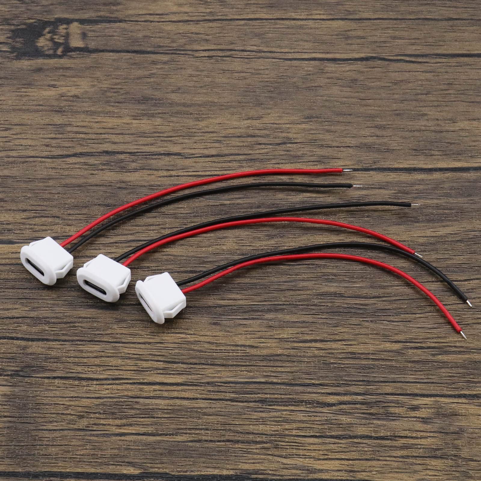 USB-C Ladeanschluss Buchse – 5 Stück | 30V/3A | Wasserdicht | 10 Cm Kabel | Zum Selbsteinbau