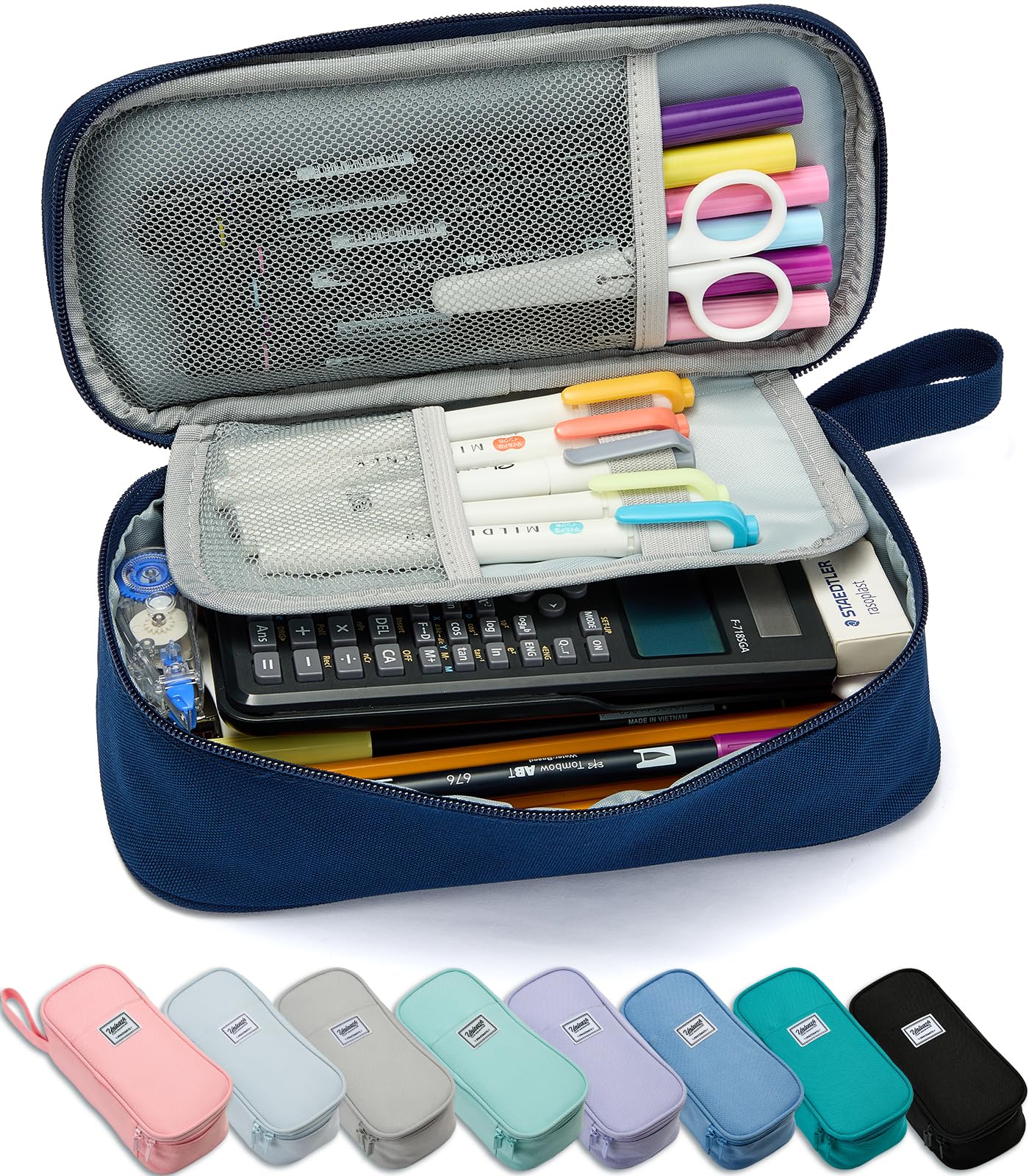 SPACEMATE Pencil Case Pouch Box Bag School Supplies Girls Boys Kids, Cute Preppy Stuff Large Big Capacity Aesthetic Pen Organizer, Back to College