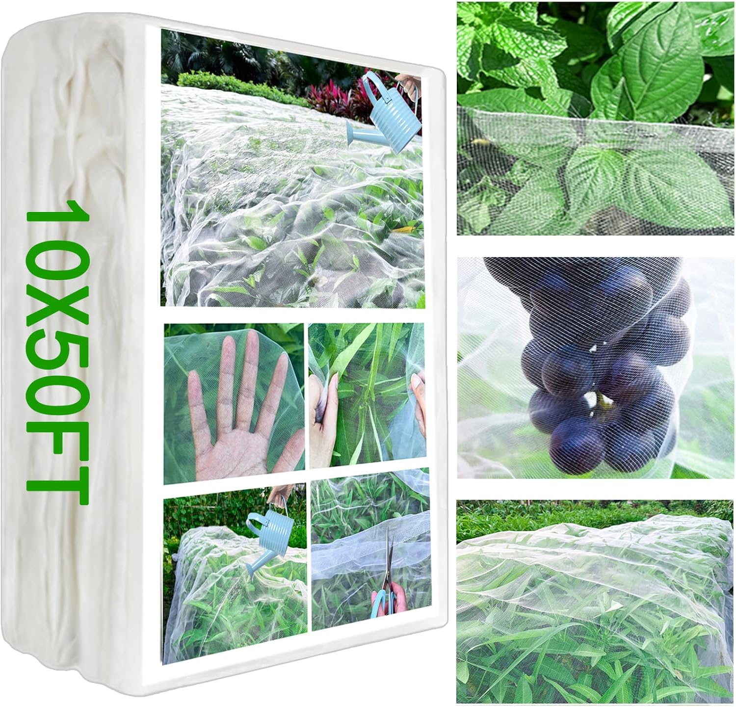 Garden Netting Mesh- 10x50Ft,Plant Covers Protection Ultra Fine Net for Vegetable Plants Flowers Strawberry Crops from Insect Pest Barrier Bug Eating,Insect Netting for Garden