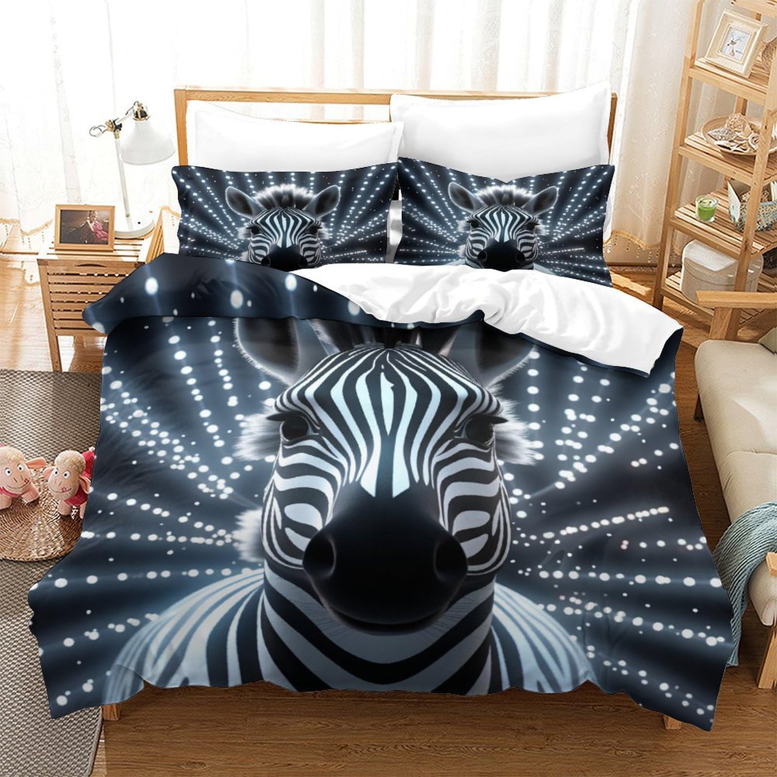 Parure de lit zèbre 3D en microfibre de qualité supérieure parure 3 pièces