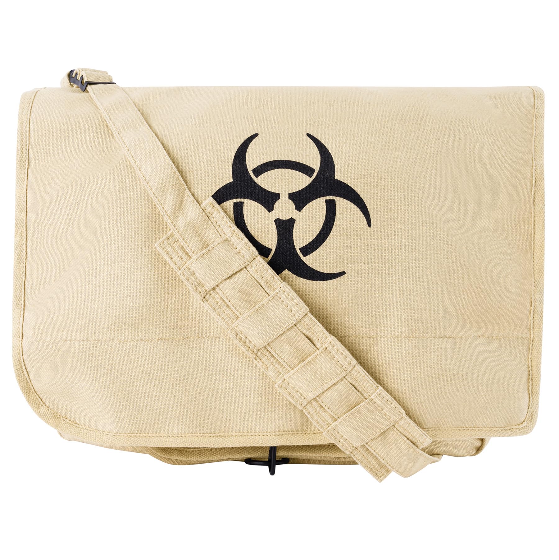Vintage Canvas Paratrooper Crossbody Shoulder Bag with Bio-Hazard Symbol