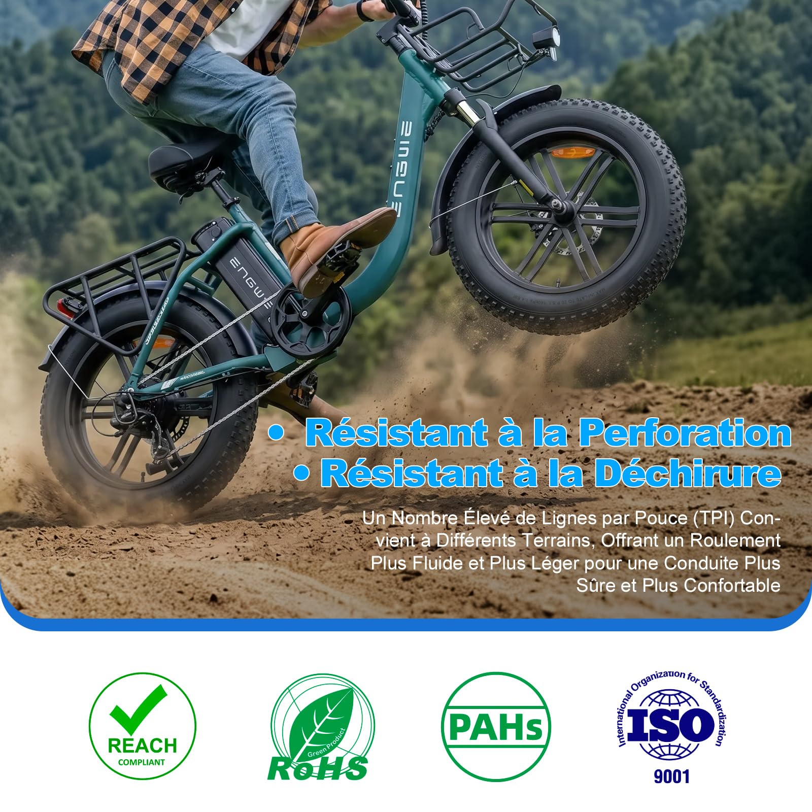 Pneu pliable 20 x 4,0 avec chambre à air pour vélo électrique ENGWE L20/L20 Boost