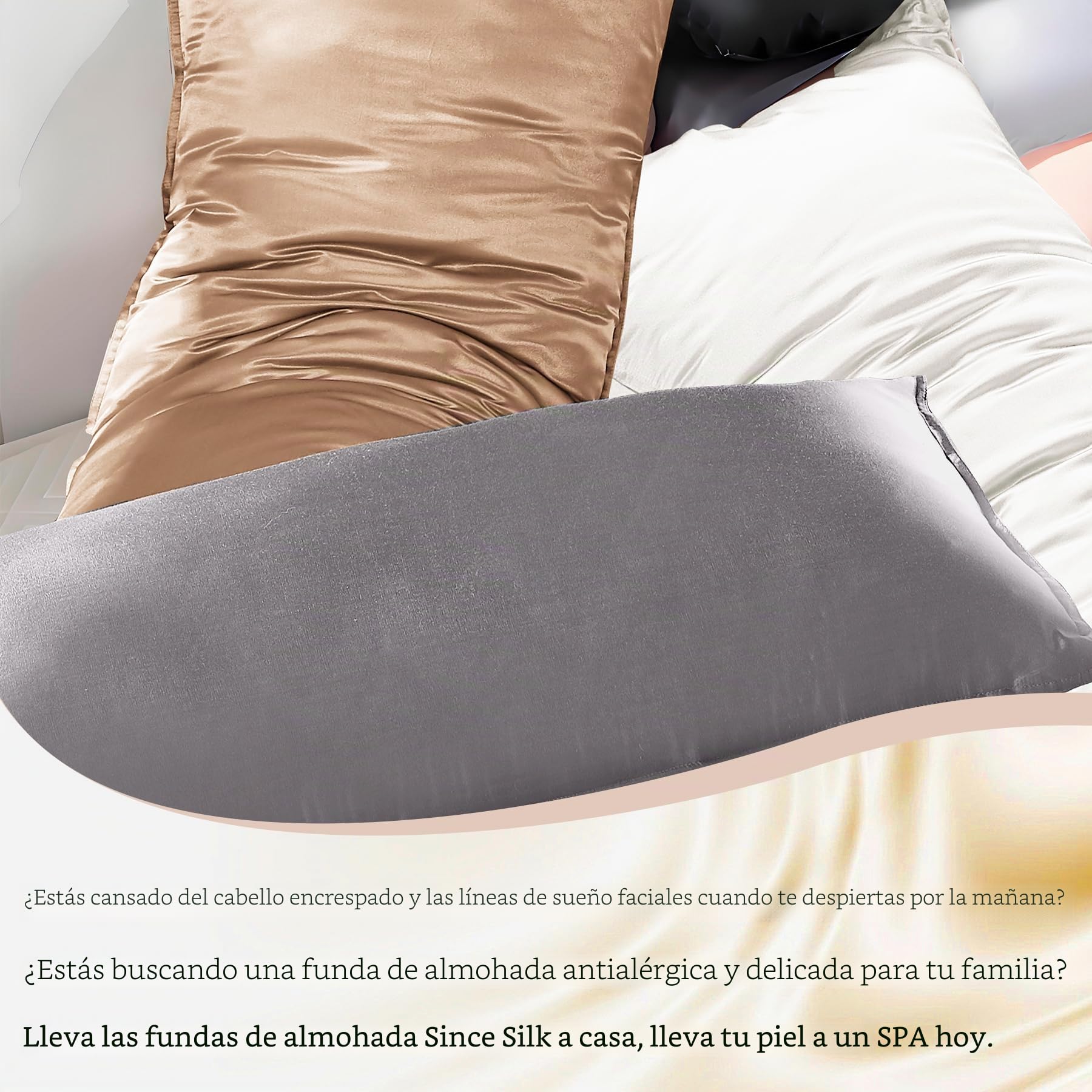 Fundas de Almohada de Seda 100% Morera Natural 22 Momme, Suaves y Cuidado de la Cabello Funda de Almohada de Seda 2 Piezas Champán (40 * 80cm)