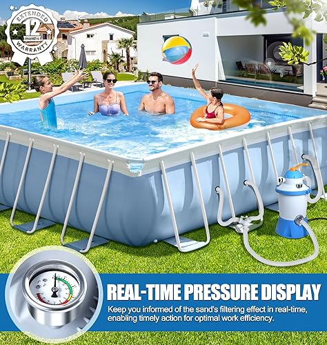 Miniatura 7 de Bomba de filtro de arena de piscina de 1000 GPH para piscinas sobre el suelo, bomba de arena de piscina con temporizador, ahorro de energía, bajo