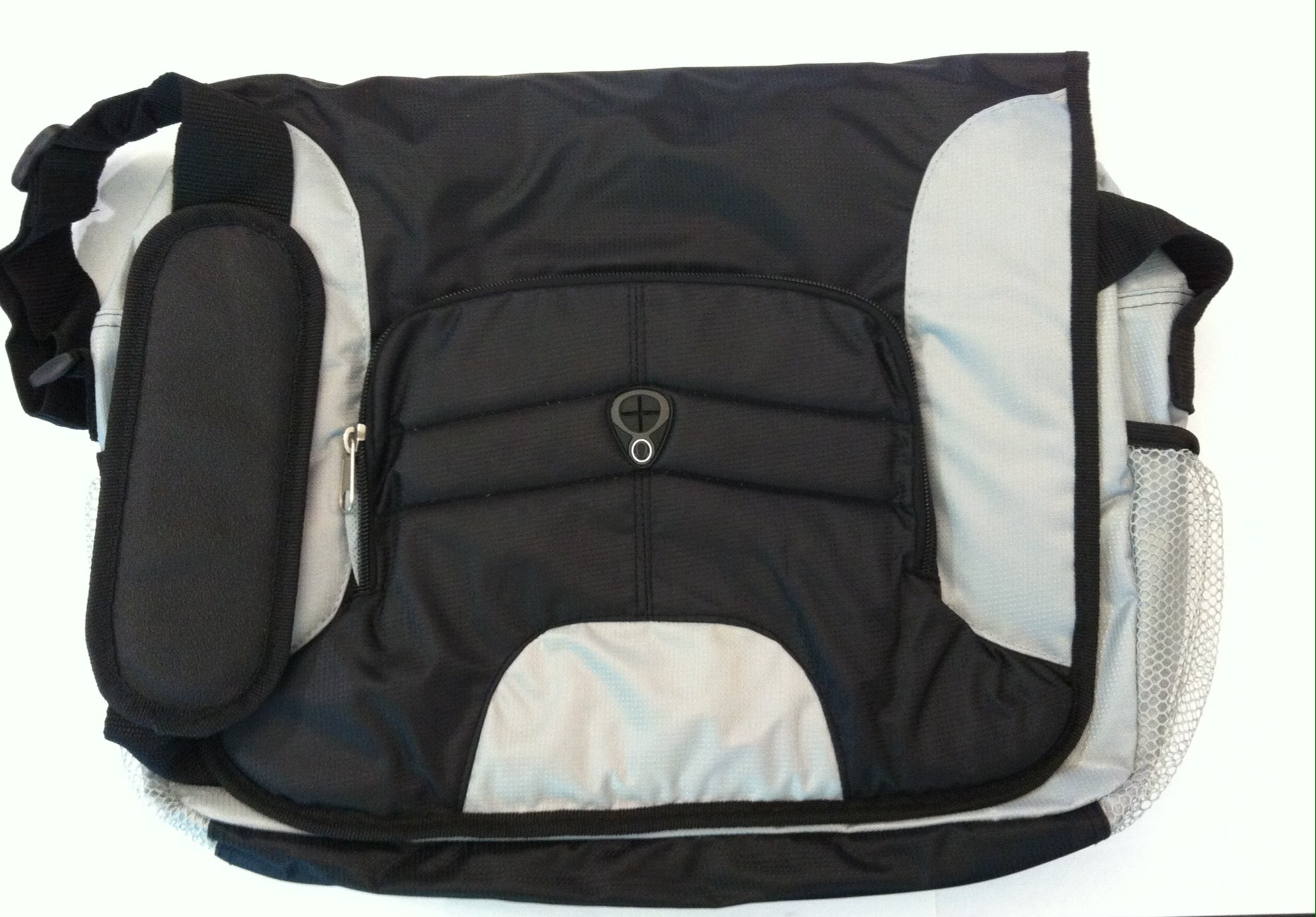 Overland Computer Laptop Ready School Work Messenger Bag Black/Silver