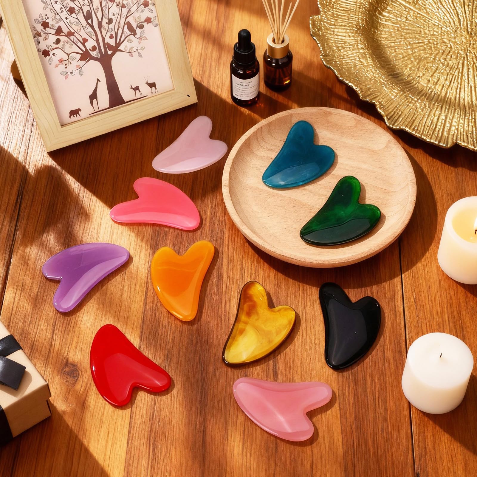 100 strumenti per il viso Gua Sha, in resina, strumento per massaggi Gua Sha, a forma di cuore, pietra guasha per viso, corpo, collo e occhi, spa, agopuntura, regalo per la cura della pelle