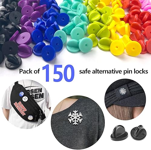 Miniatura 5 de 150 piezas de pasadores de goma con bloqueo, cierres de pasador de bloqueo con estuche de almacenamiento, cierres de pasador para broche de corbata,