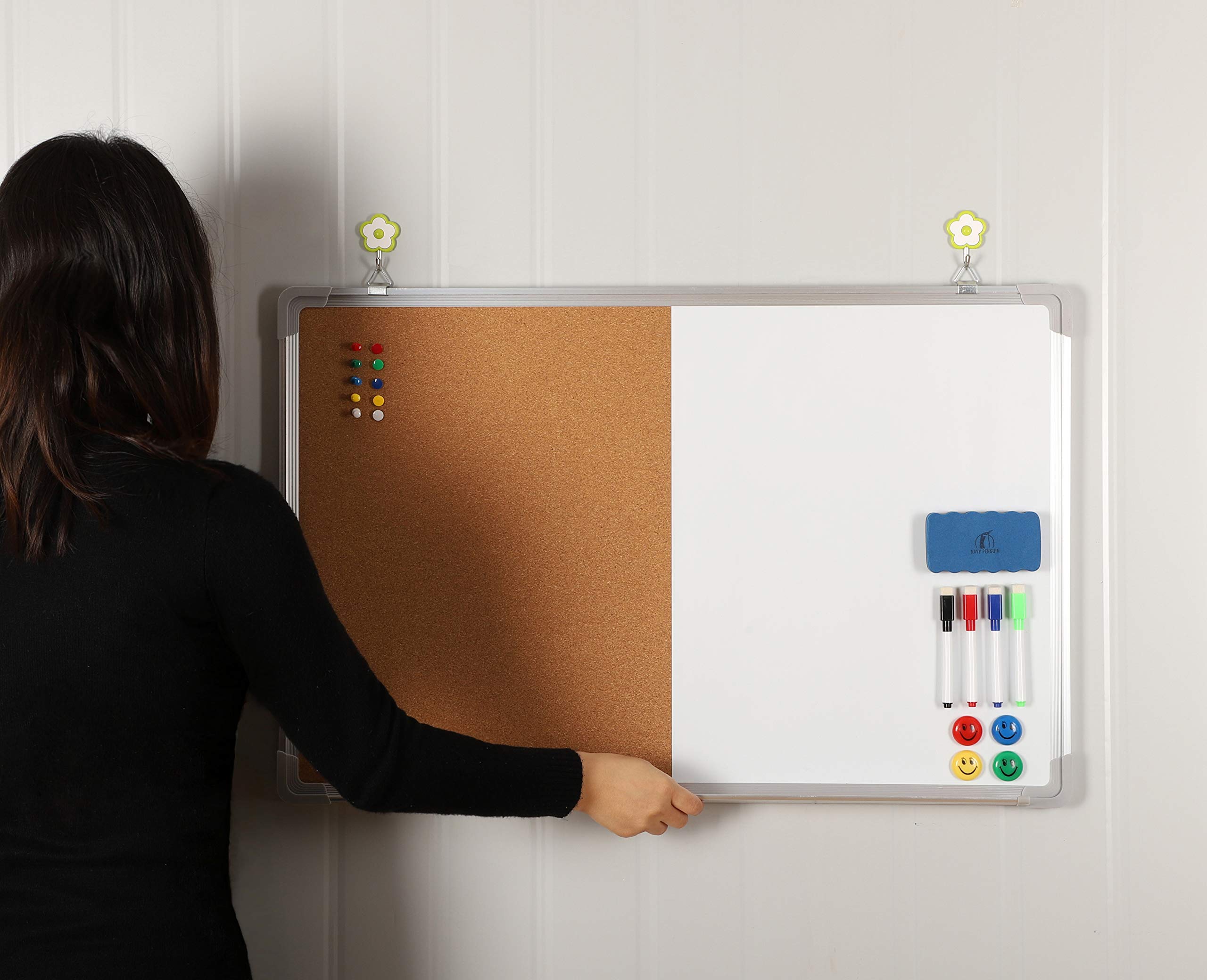 Combination Whiteboard Bulletin Board Set Dry Erase / Cork Board 30 x