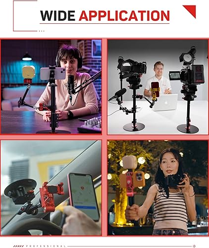 Miniatura 8 de IFOOTAGE Adaptador universal de montaje de trípode para teléfono con zapata fría, soporte de teléfono celular de rotación de 360 para trípode, palo