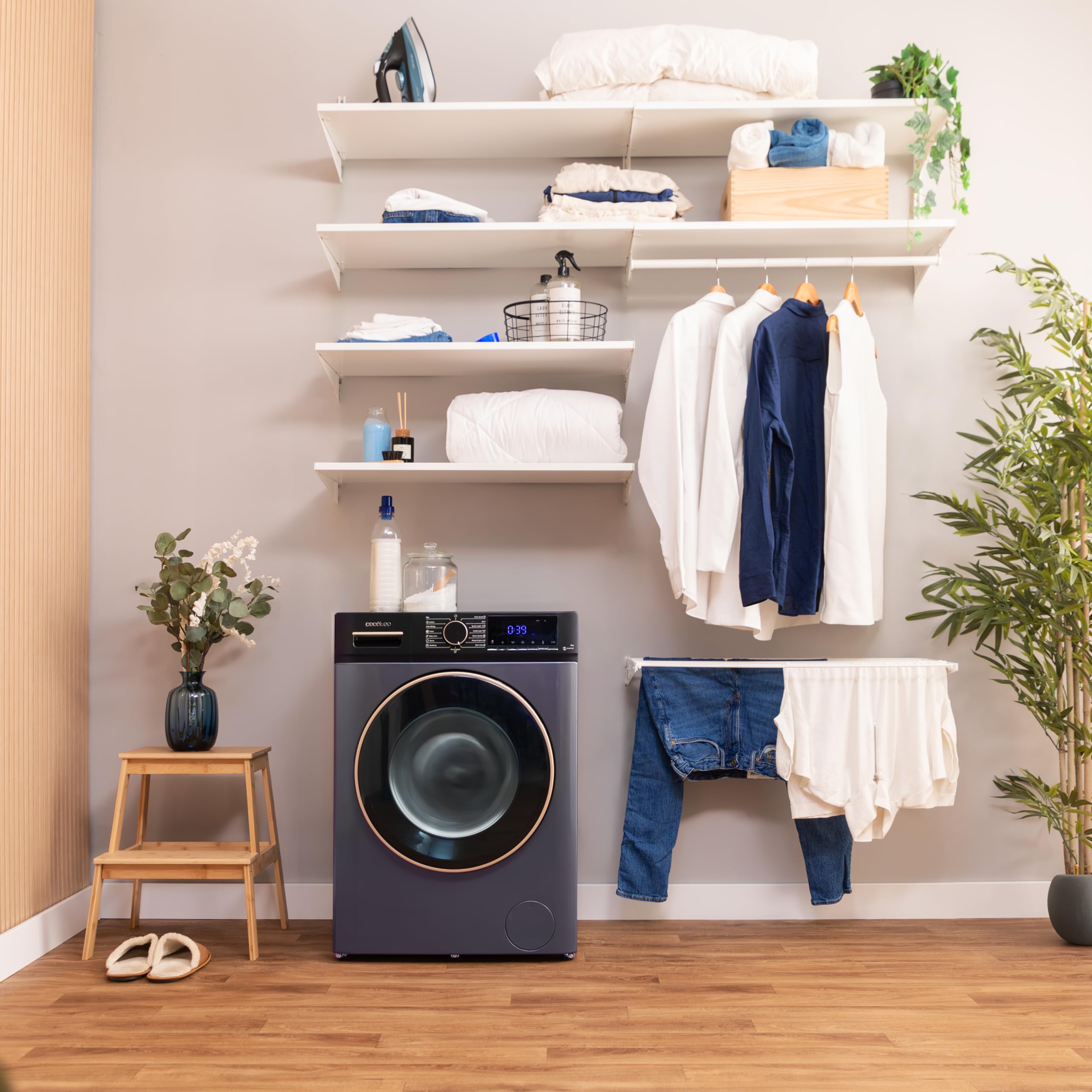 Cecotec Lave-linge frontal 9Kg Bolero Dresscode 9610 Inverter Blue Ice 2000W 1400 RPM fonction vapeur moteur Inverter Plus