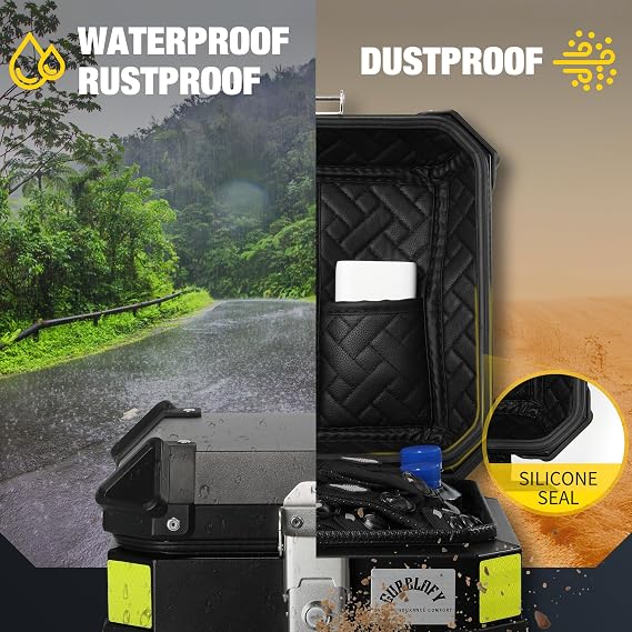 Motorcycle Top Case, 15L Aluminum Compact Motorcycle Top Box Black | With Anti-Theft Lock System, Waterproof, Easy Installation with Universal Bracket, For Urban Commuter, GBTC-15BL
