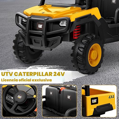 Miniatura 2 de ANPABO Caterpillar - Camión volquete con licencia para conducir, juguetes de 24 V con control remoto para padres, motores potentes 4WD, hasta 5 Mph,