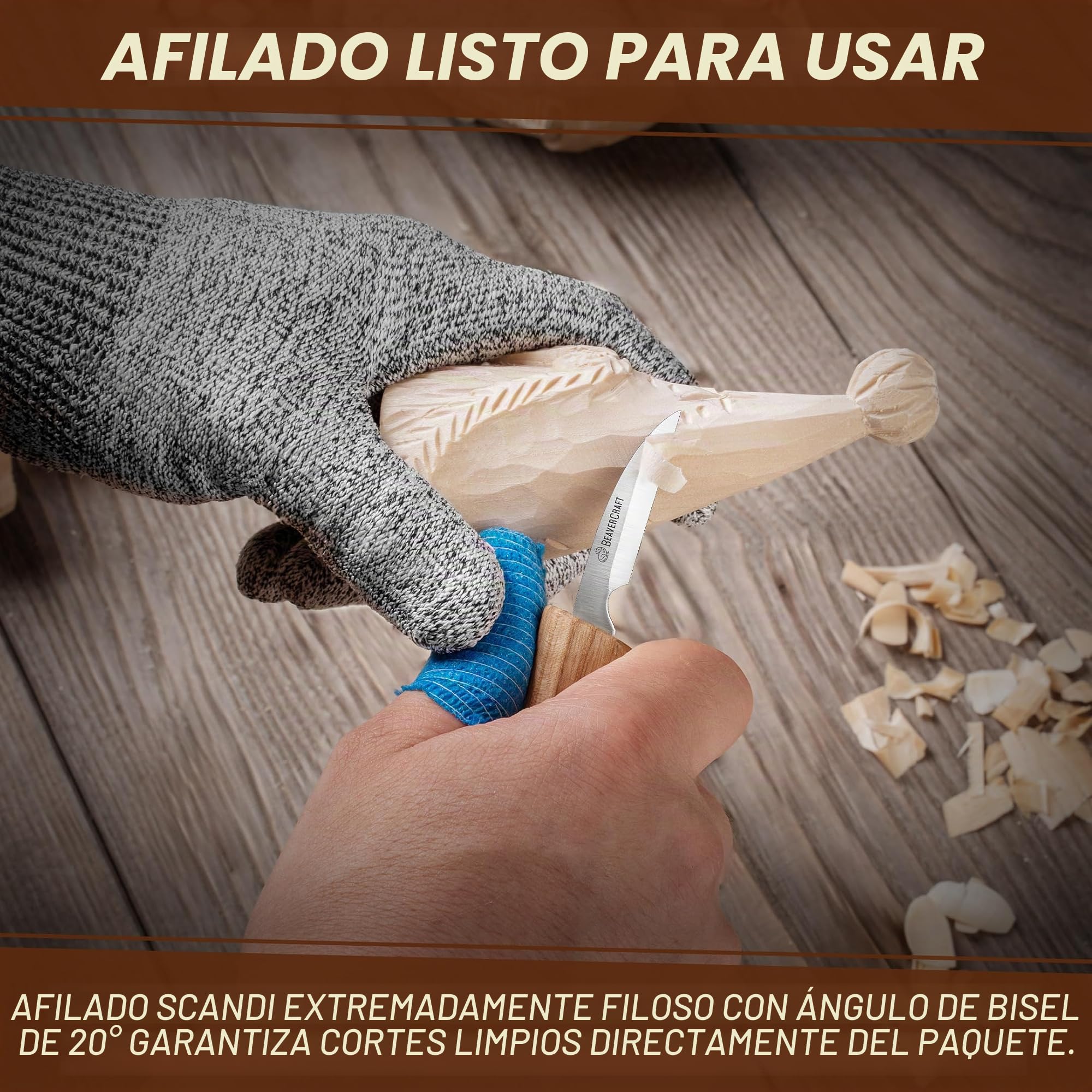 BeaverCraft, Cuchillo para tallar madera C8 de 4.6 cm Sloyd para detalles - Herramientas de tallado en madera para principiantes y niños