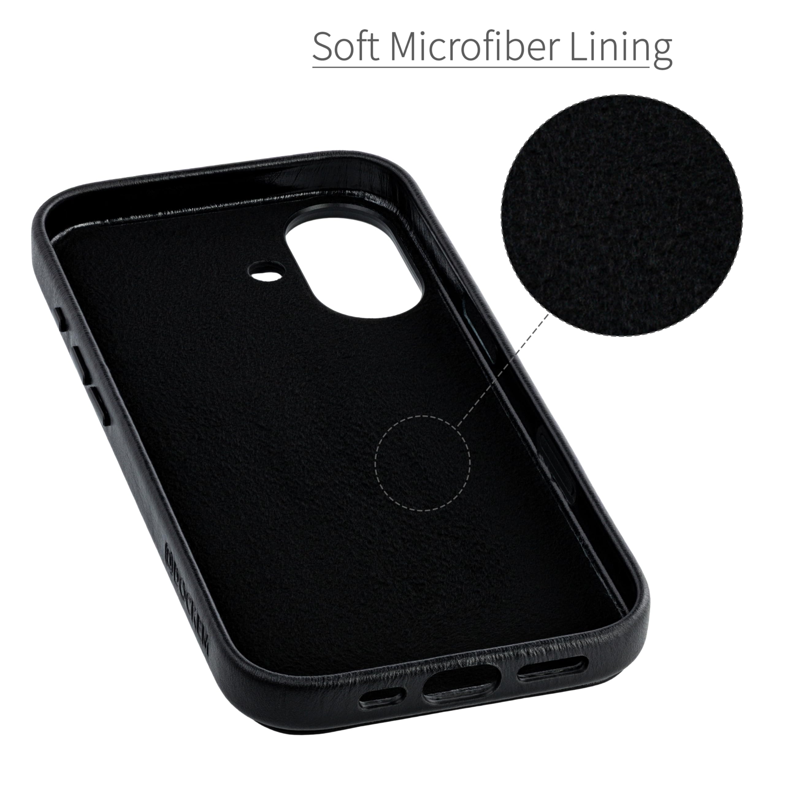 Dockem Étui Carte en Cuir Véritable pour iPhone 17 avec Bouton Contrôle Photo et Portefeuille Cousu avec 2 Poches pour Cartes de Crédit (Noir, M2GL)