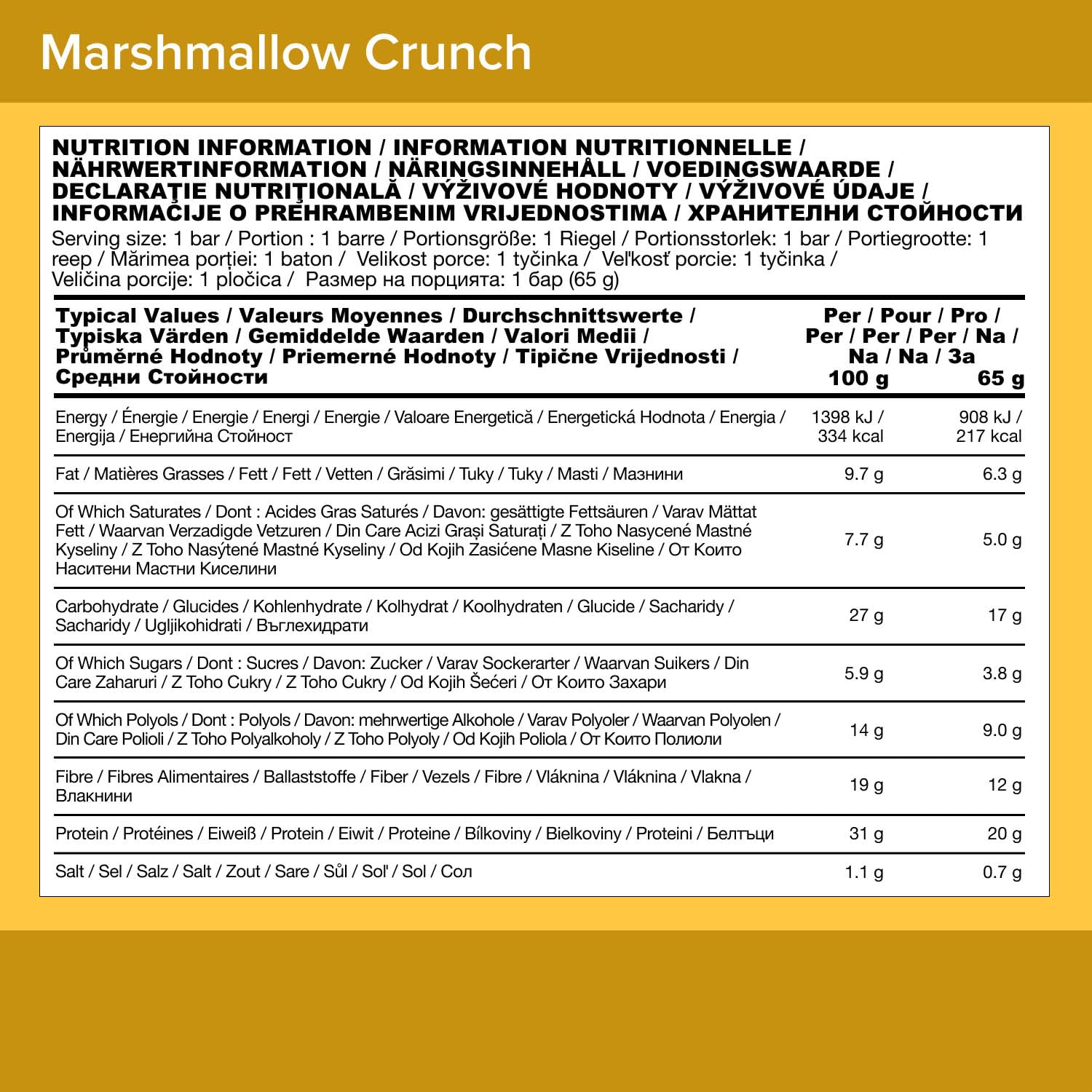 Optimum Nutrition Protein Crisp Bar (10x65g) Malvavisco crujiente