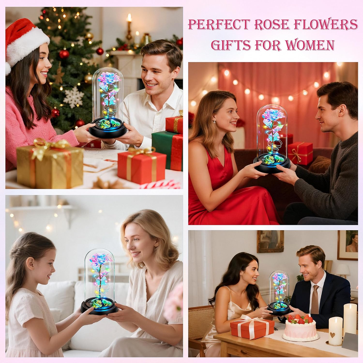 Childom Mothers Day Flowers Gifts for Mom from Daughter Son,Birthday Gifts for Women Mom Grandma Wife,Flowers for Delivery Prime,Rotating Light Up Rose in A Glass Dome,Anniversary Valentines Gifts