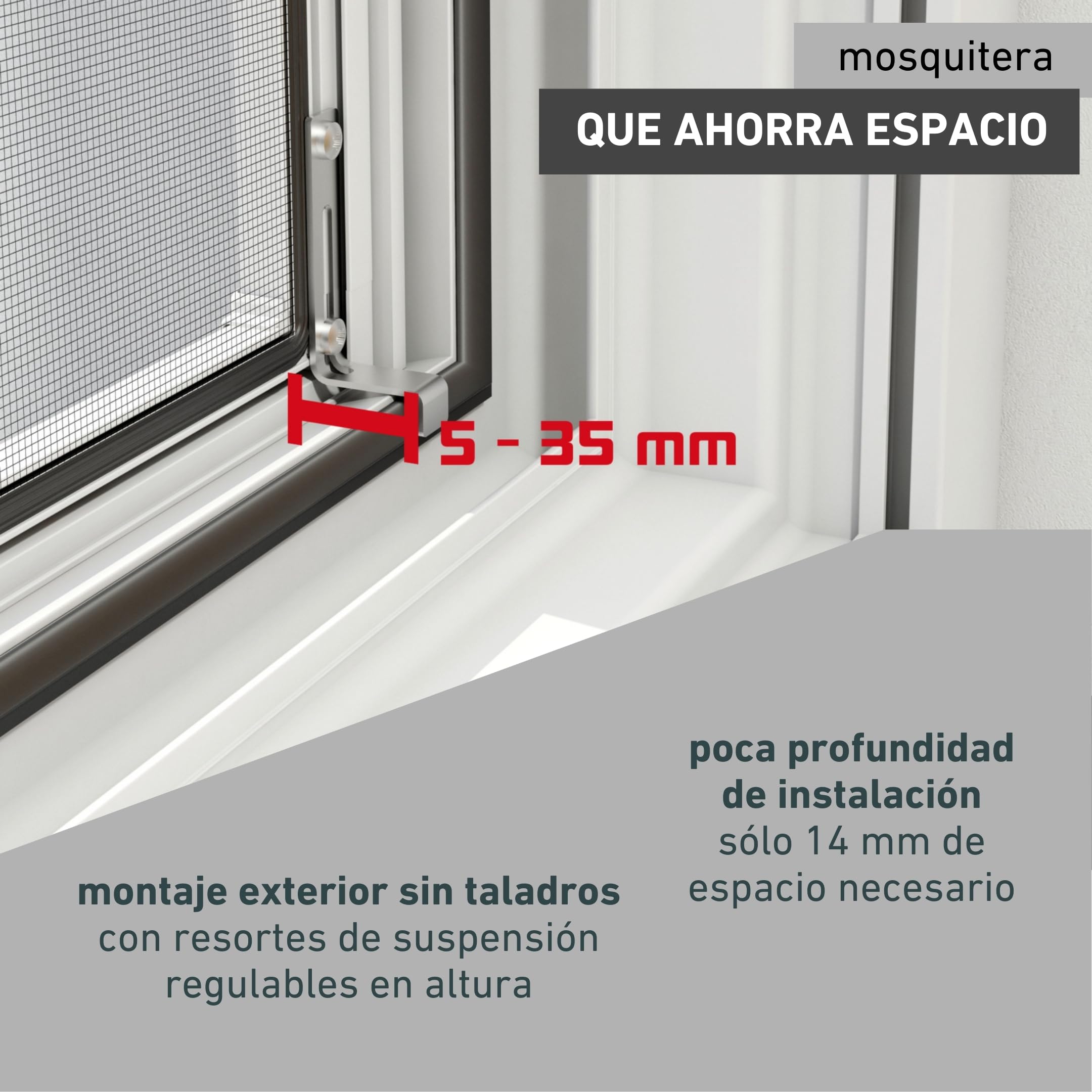 Windhager Mosquitera Marco Tensor Expert, mosquitera Marco de Aluminio para Ventanas 140 x 150 cm, Blanco, 04338