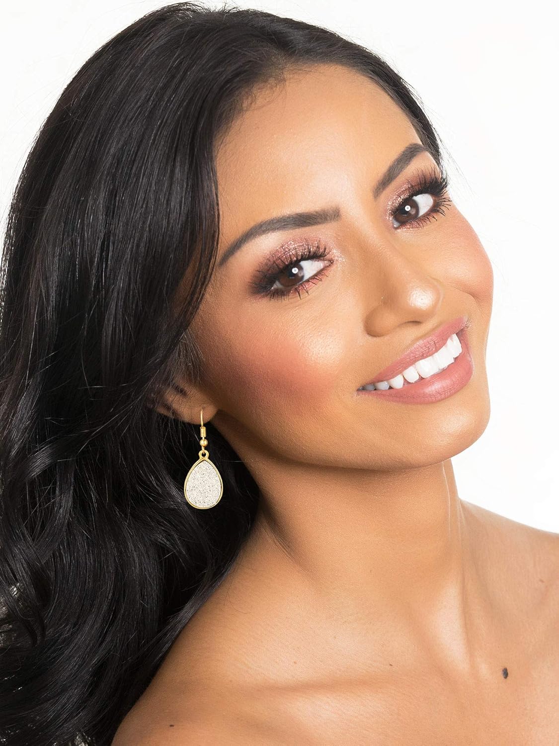 Hicarer 12 Pairs Faux Druzy Drop Earrings Crystal Pendant Dangle Multicolor Stainless Steel Earring for Women Wedding Party - Image 6