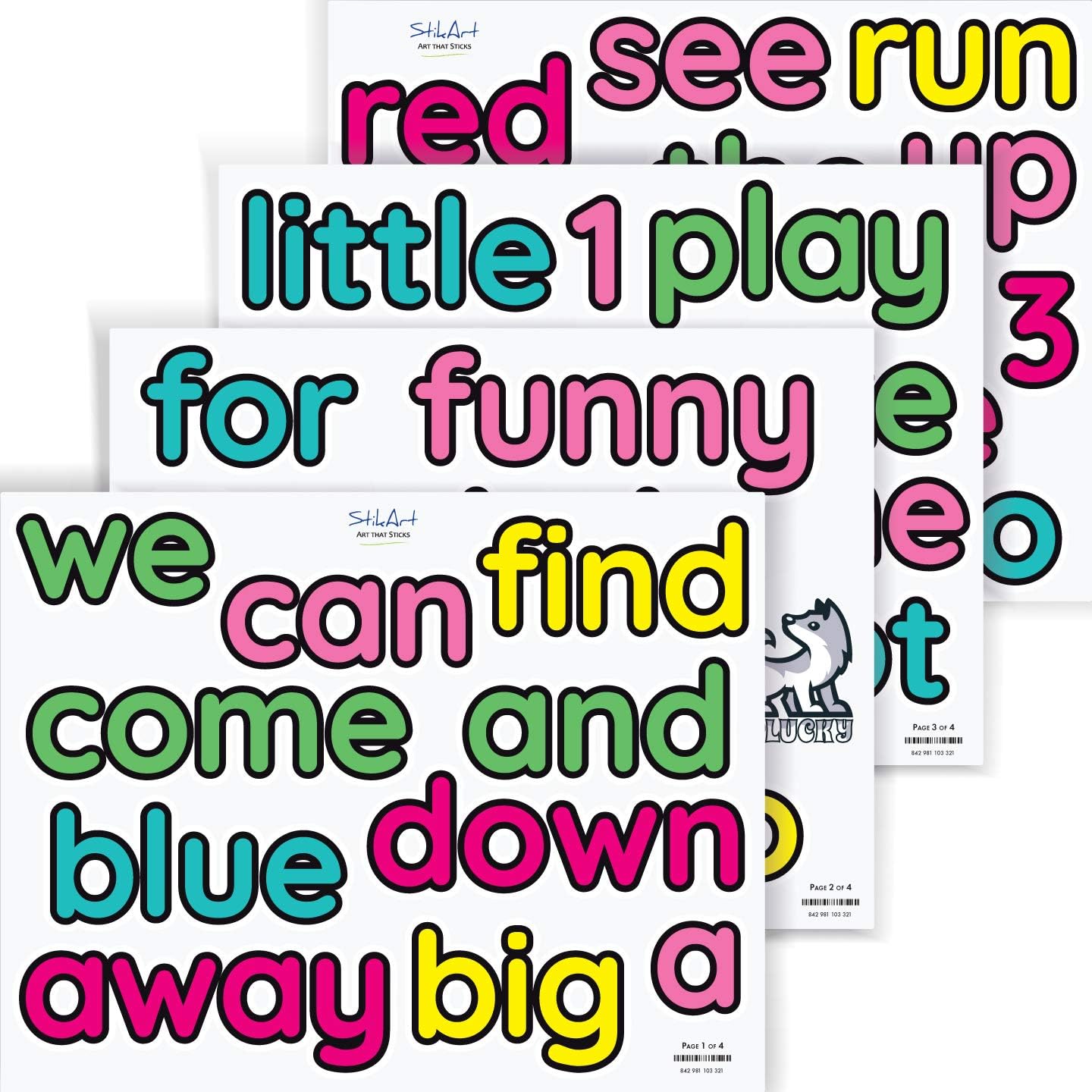 StikArt 40 Dolch Sight Words Wall Decals (Pre-K List)