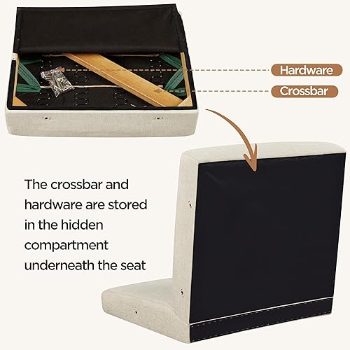 Miniatura 8 de Yaheetech Silla decorativa, sillón con reposabrazos de ratán y patas de madera, silla moderna de mediados de siglo, silla de sala de estar cómoda de