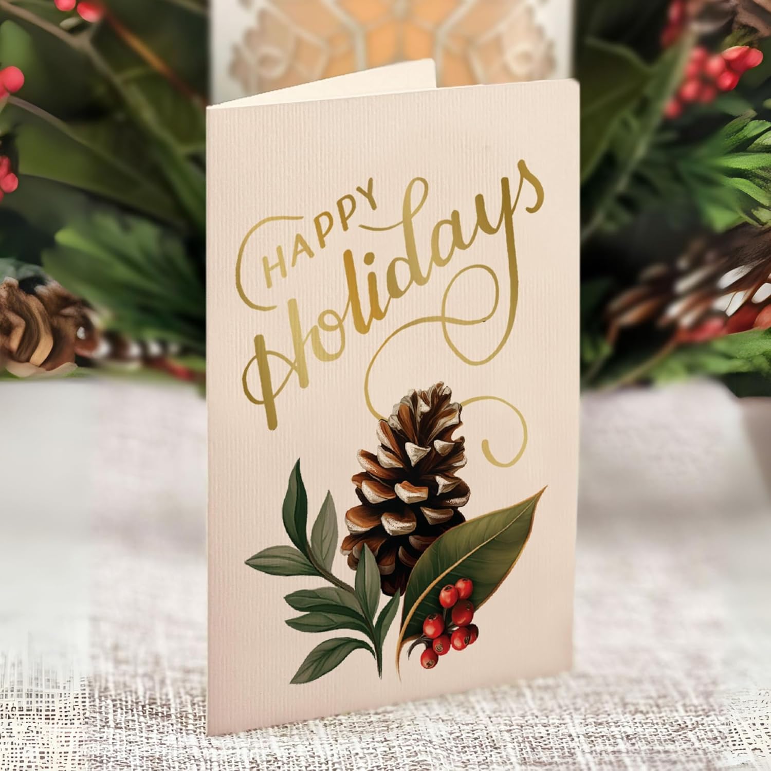Freshcut Paper Light Up Pop Up Card, Light Up Holiday Candle with Lights, 3D Popup Christmas Cards, Holiday Card with Blank Notecard & Envelope