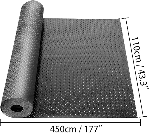 Miniatura 2 de Happybuy Garage Floor Mats 2 Rolls 14.7 x 3.6 Ft Garage Mat 2.5mm Thickness Black Garage Flooring PVC Garage Mats for Under Car