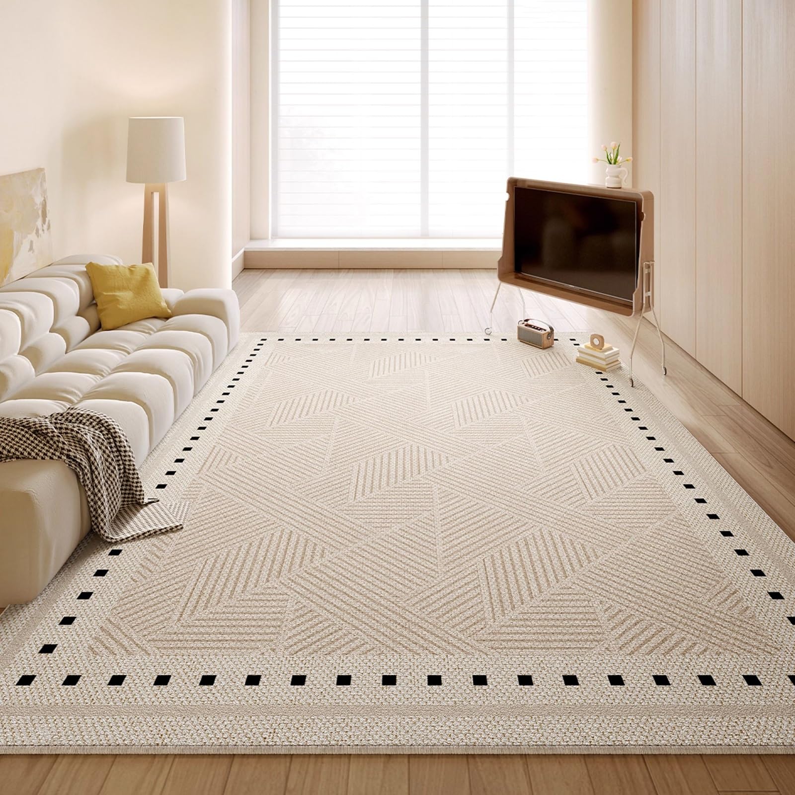 Alfombra de felpa para sala de estar de tacto suave con base antideslizante