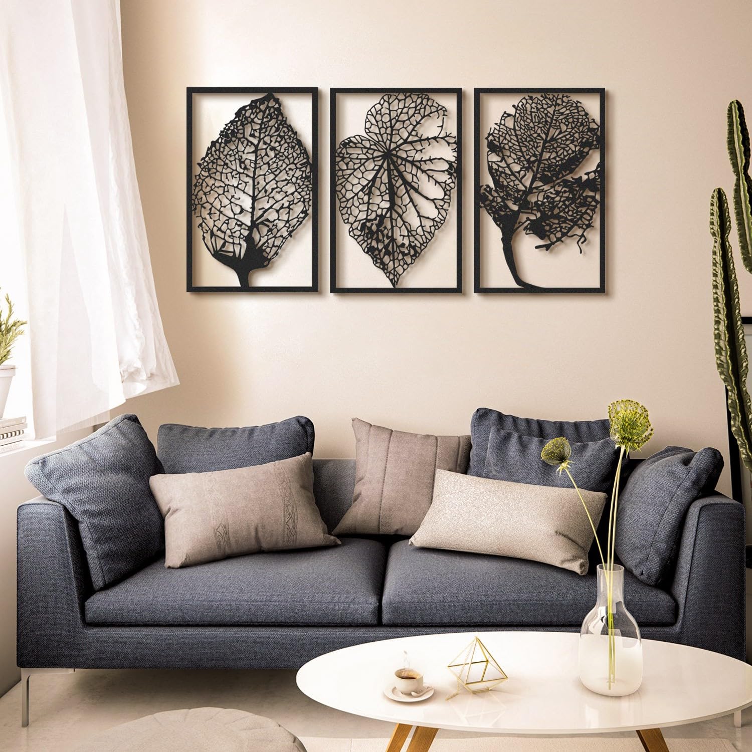 Décoration en métal noir pour salon moderne Hanah Home 70 cm