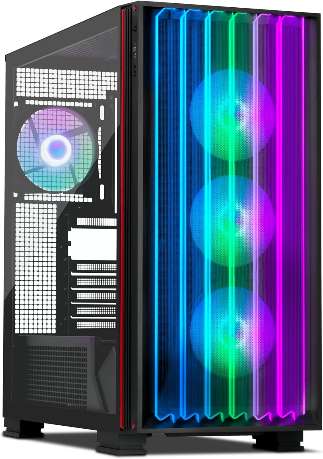 YEYIAN Full Tower Gaming PC Case Mirage X with Tempered Glass, 1.0mm Metal Chassis, up to 420mm Radiator Liquid Cooling 9 ARGB Fans ATX 2.0/ ATX 3.0/ M-ATX/ITX, High-Airflow Full-Tower Computer Case YEYIAN Full Tower Gaming PC Case Mirage X with Tempered Glass, 1.0mm Metal Chassis, up to 420mm Radiator Liquid Cooling 9 ARGB Fans ATX 2.0/ ATX 3.0/ M-ATX/ITX, High-Airflow Full-Tower Computer Case