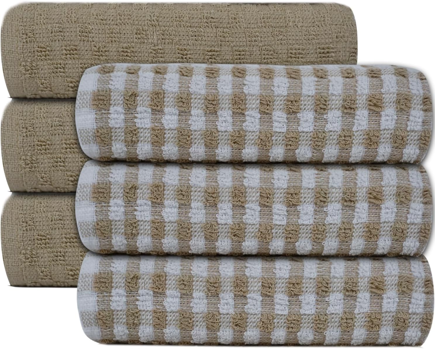 ZZZMRH Pack of 6 Beige kitchen towels cotton Terry towelling Tea towels