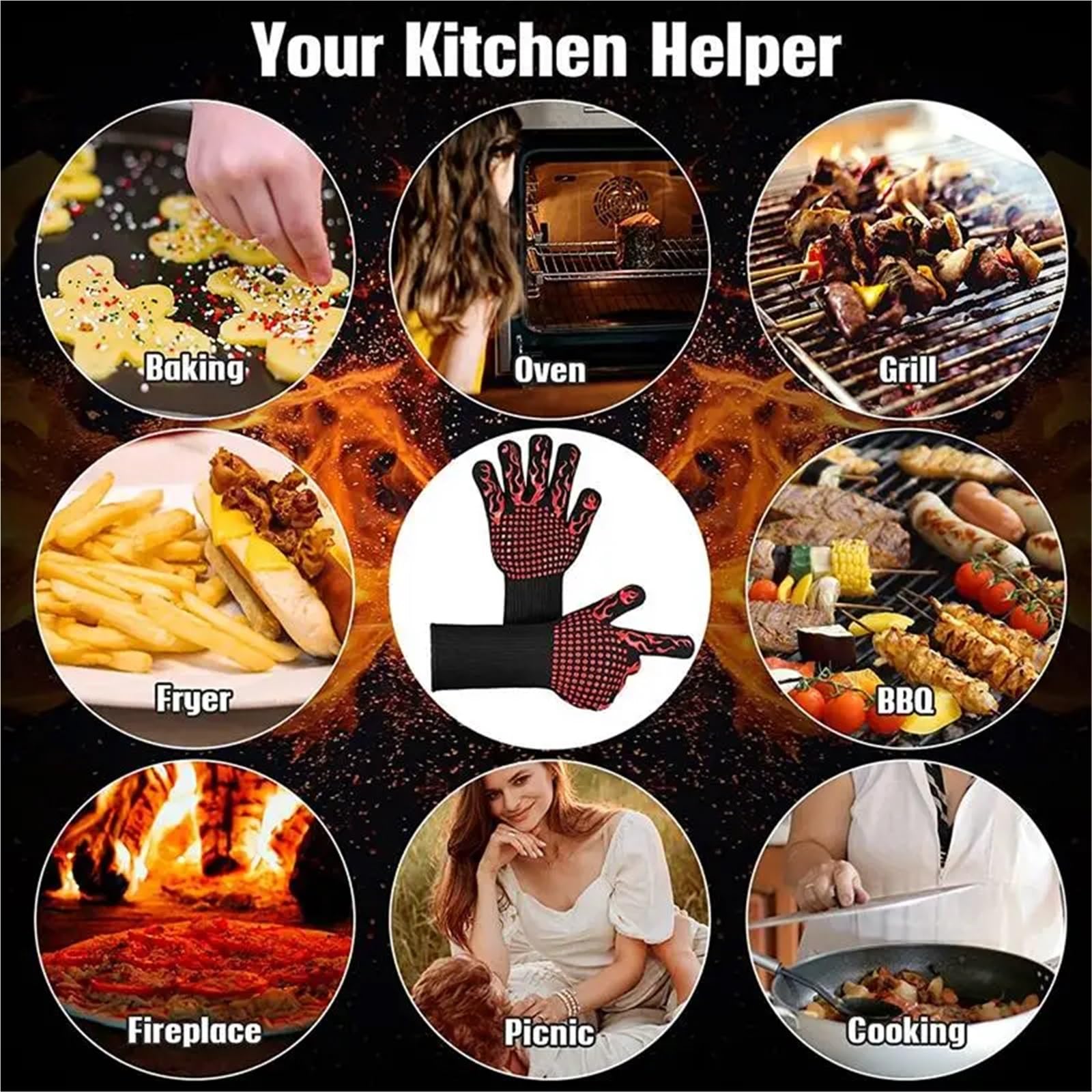 1 Paire de Gants BBQ ignifuges résistants à la Chaleur, Four en Silicone antidérapants, Cuisine, Cuisson au Barbecue pour Barbecue(Blue)