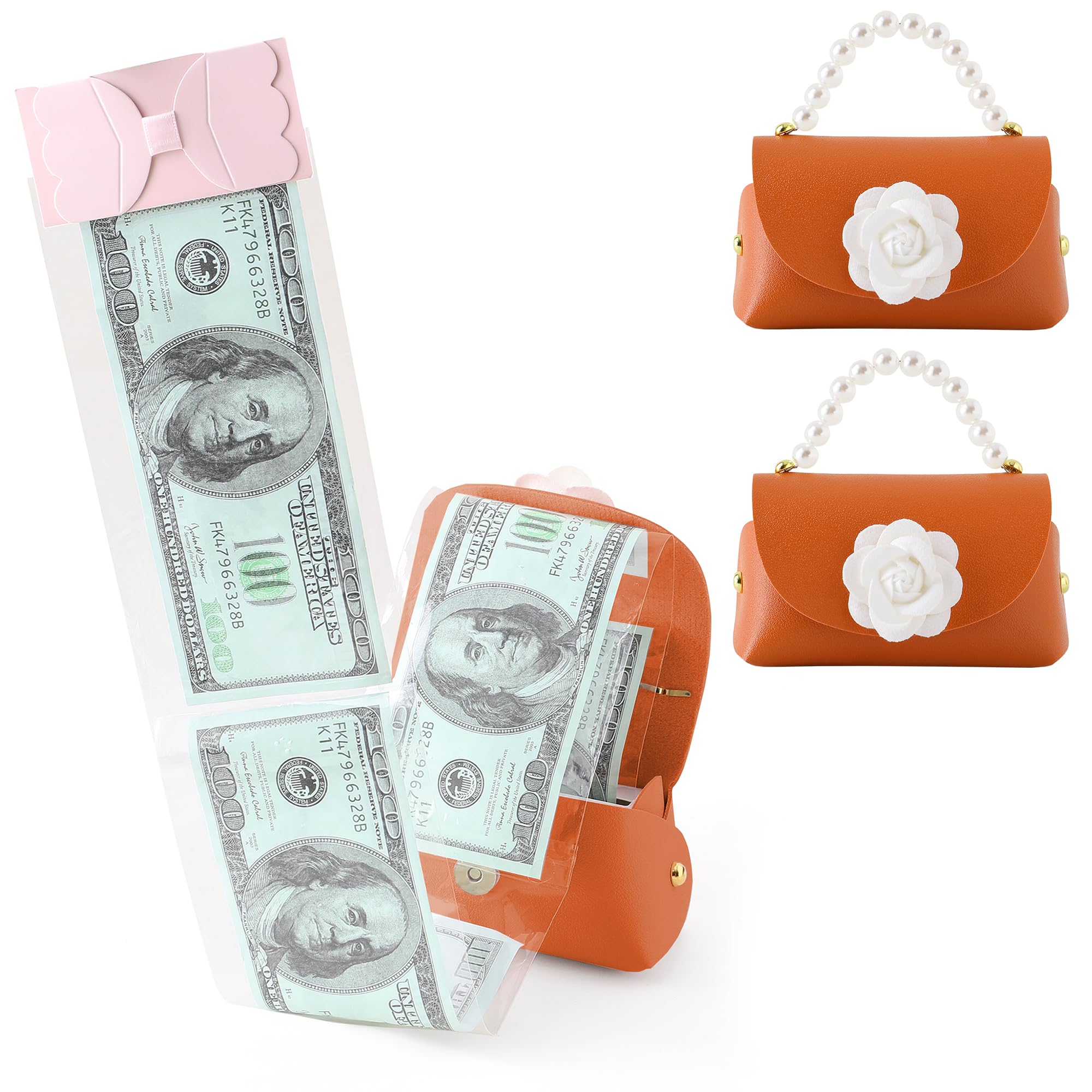 Litvana DIY Money Surprise Box - Mini Rose Money Pull Cash Box for Birthday, Orange 2 Pack