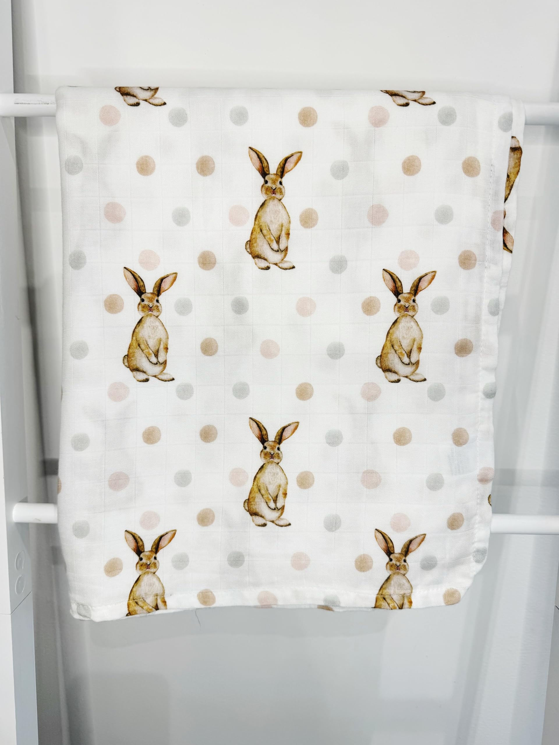 Baby J's® X-Large Luxury Soft Bamboo Muslin Swaddle Blankets - Bamboo Cotton Super Soft Muslin for Baby Girl or Baby Boy (Rabbit) - Image 2