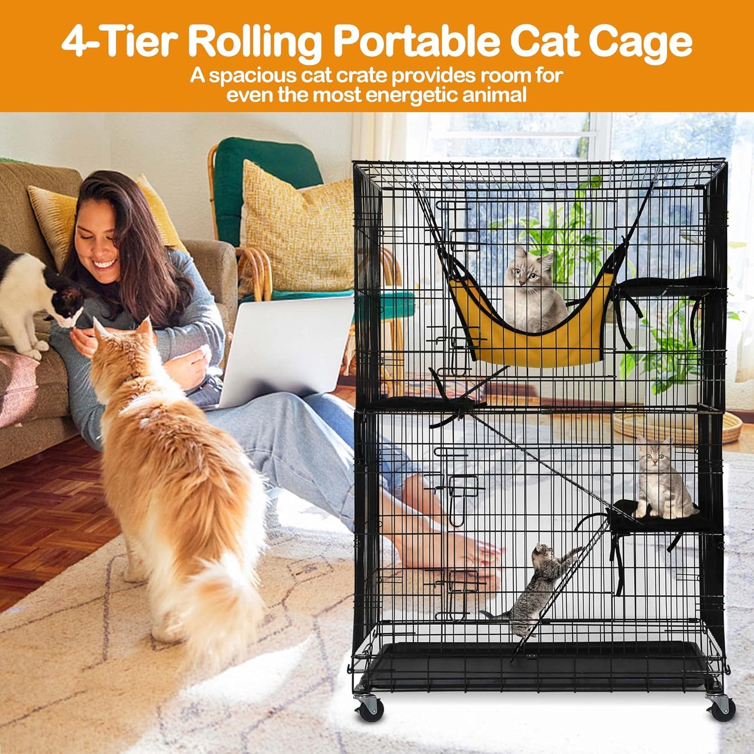 Homey Pet Cat Cages Homey Pet 51 Inch Cat Cages Indoor, Large