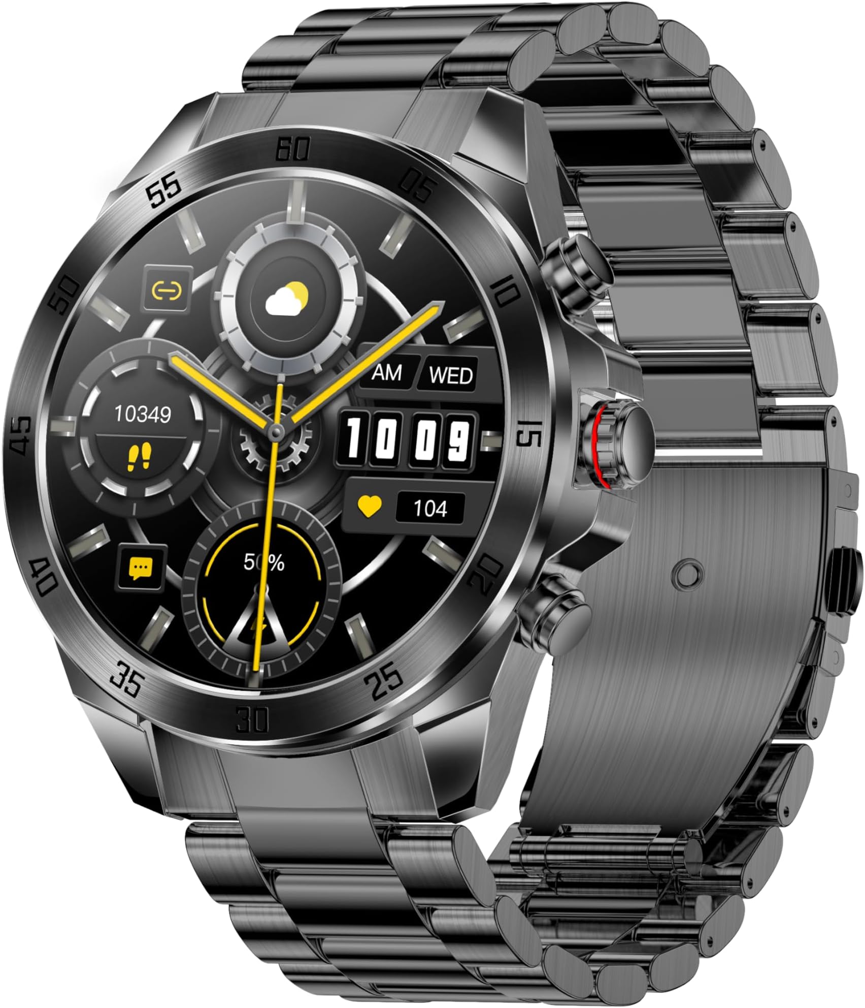 ALPHAGEAR Commander Smartwatch for iPhone & Android, Rugged Smart Watch (Answer/Make Call), Wellness Tracker with 1.43" AMOLED Screen, 10-14 Days Battery, 5 ATM (2xScreen Protector Included)