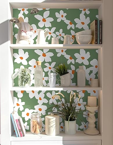 Miniatura 10 de HAOKHOME 93391-1 - Papel tapiz autoadhesivo amarillo floral amarilloblancoazul, papel de pared extraíble para dormitorio, baño, papel adhesivo