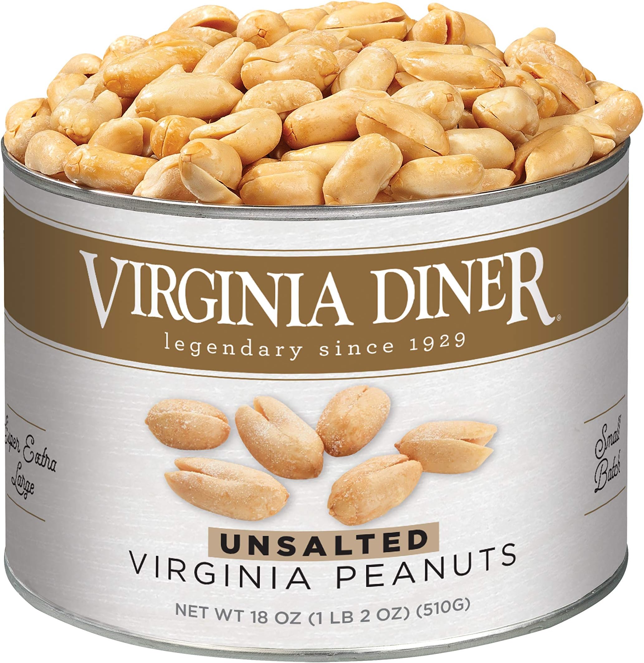- Unsalted Virginia Peanuts - XL Gourmet Natural Peanuts Non-GMO, Preservative Free Gifts from Virginia Since 1929-18 Oz Can