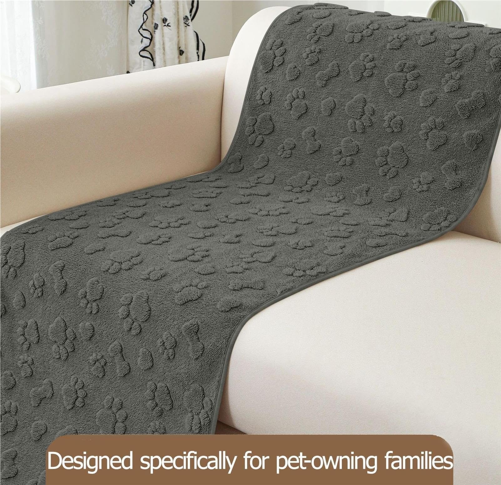 Housse D'accoudoir Antidérapante Lavable Motif Pattes pour Chien