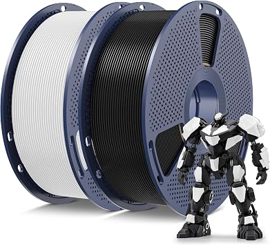 SUNLU PLA 3D Printer Filament, Black & White, 2-Pack, 2KG Total | PLA Filament 1.75mm, Smooth Printing, Neatly Wound, +/-0.02mm Accuracy