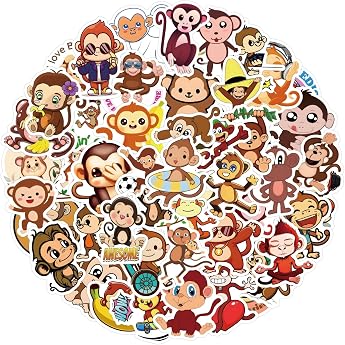 Animal Monkeys Aufkleber f r Laptop 50 PCSGeschenk f r Kinder Jugendliche Erwachsene JungenAffen Stickers Wasserdicht Vinyl Aufkleber f r ScrapbookSkateboardAutoGep ck