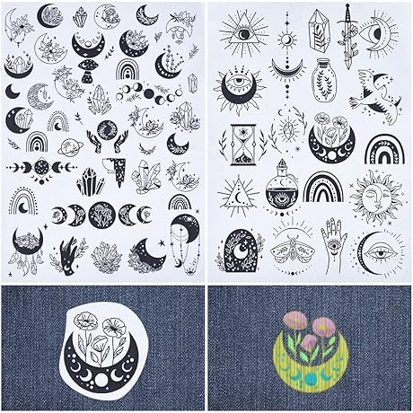 Embroidery Magic Paper for Astrology Lovers: Pre-Printed Moon, Sun, and Tarot Patterns