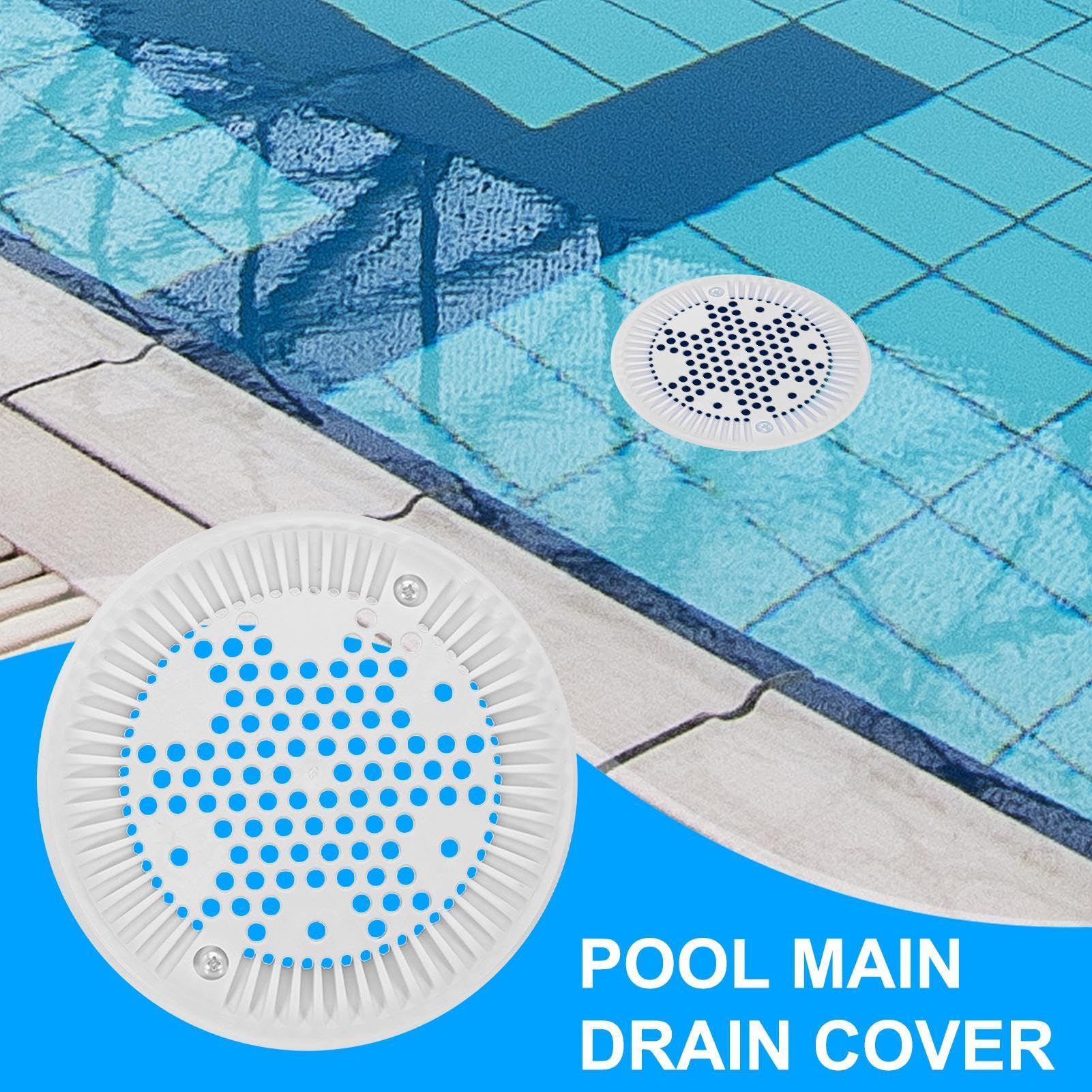 Generisch Reemplazo de la rejilla principal de la piscina, cubierta de desagüe de piscina | Tamices efectivos para desagües - Repuestos para piscinas y spa, cubierta antiremolinos de desagüe de