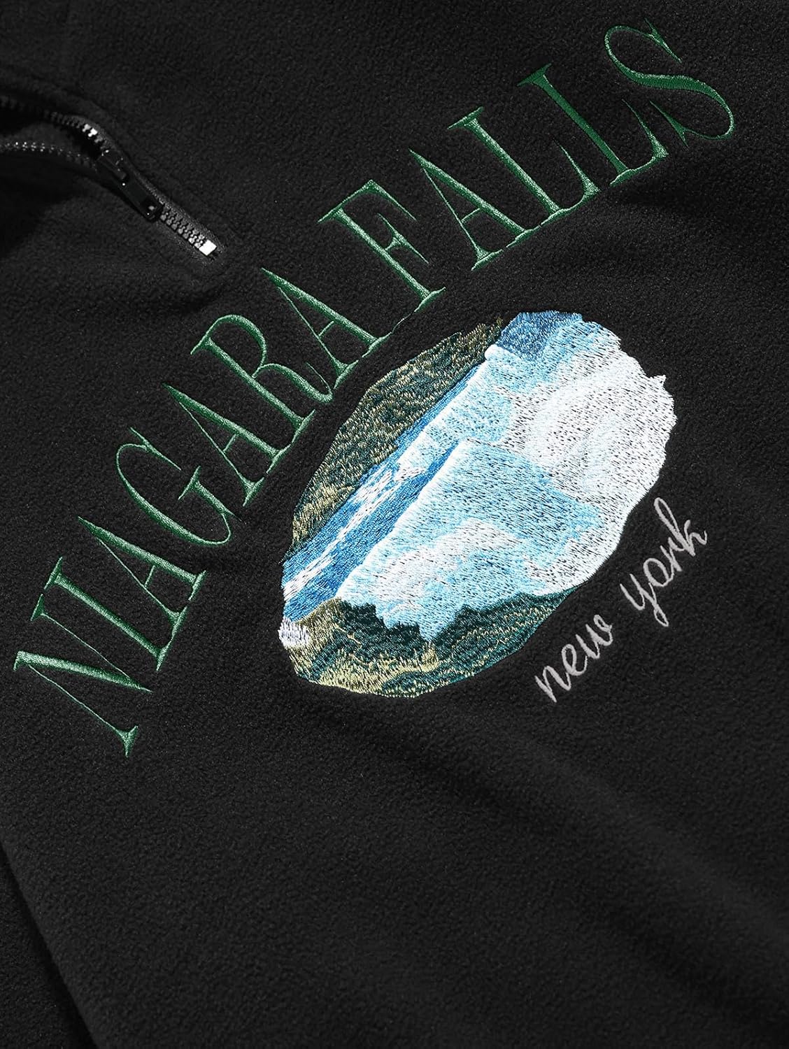 ZAFUL Mens Graphic Fleece Sweatshirts Quarter Zip Pullover Sweatshirt Letter Embroidered Oversized Vintage Hoodie Top - Image 2