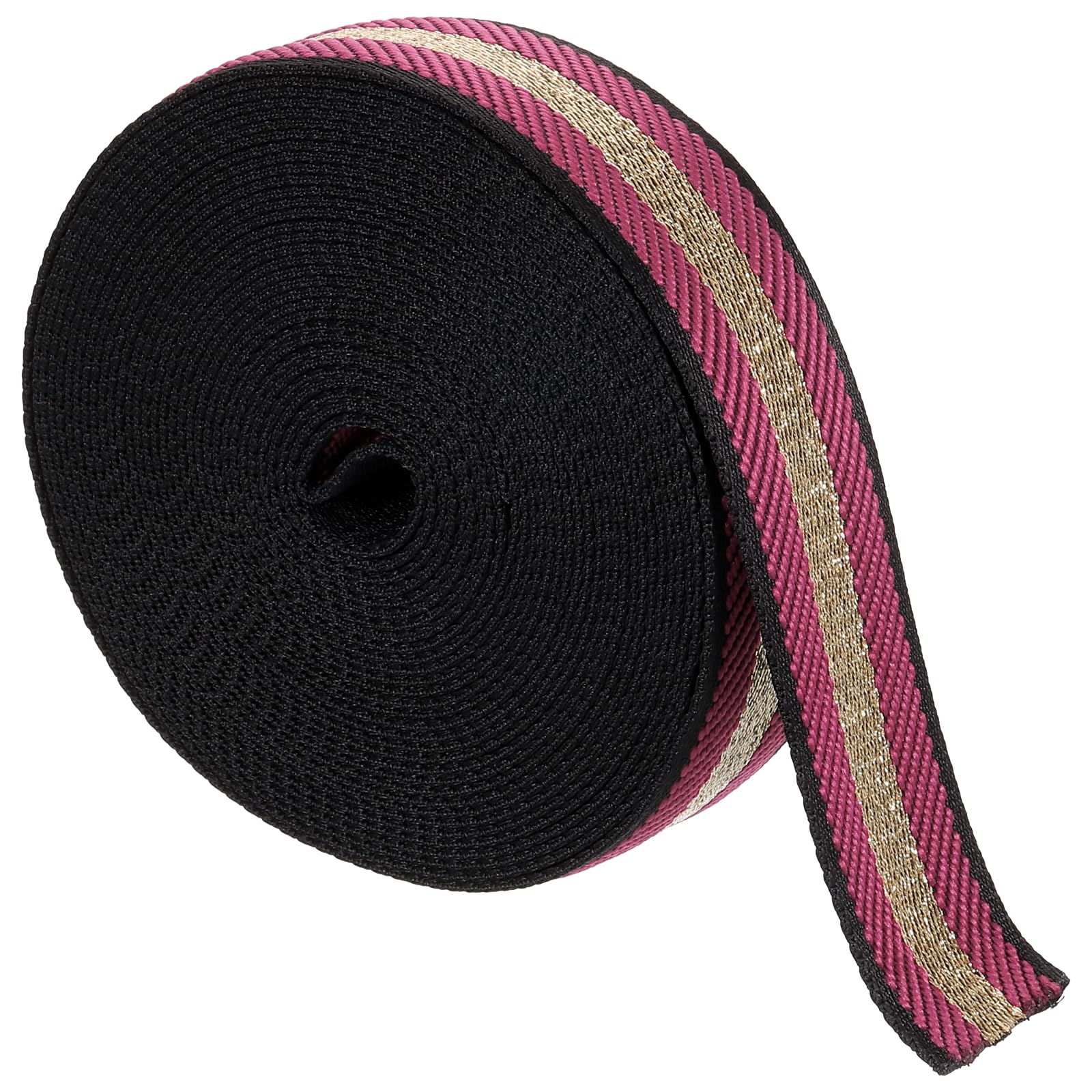 sourcing map 10 Yards Nylon Webbing Strap, 1 3/8-inch(38mm) Striped Webbing Straps Nylon Heavy Duty Webbing Strap Nylon Strap Belt for Backpack Crafts, Rose Pink