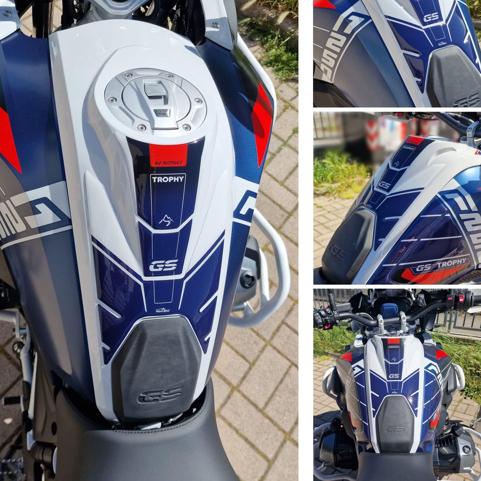 Resin Bike Adesivo Moto Compatibile con BMW R 1250 GS Trophy 2021-2024. Protezione Moto Paraserbatoio da Urti e Graffi. Adesivo 3D Resinato GS 1250 Trophy