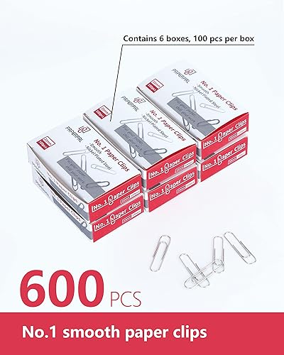 Miniatura 3 de PAPERPAL Clips de papel para oficina, escuela y uso personal, clip liso #1 (1-27 pulgadas), 600 clips de papel medianos (6 cajas de 100 cada uno),